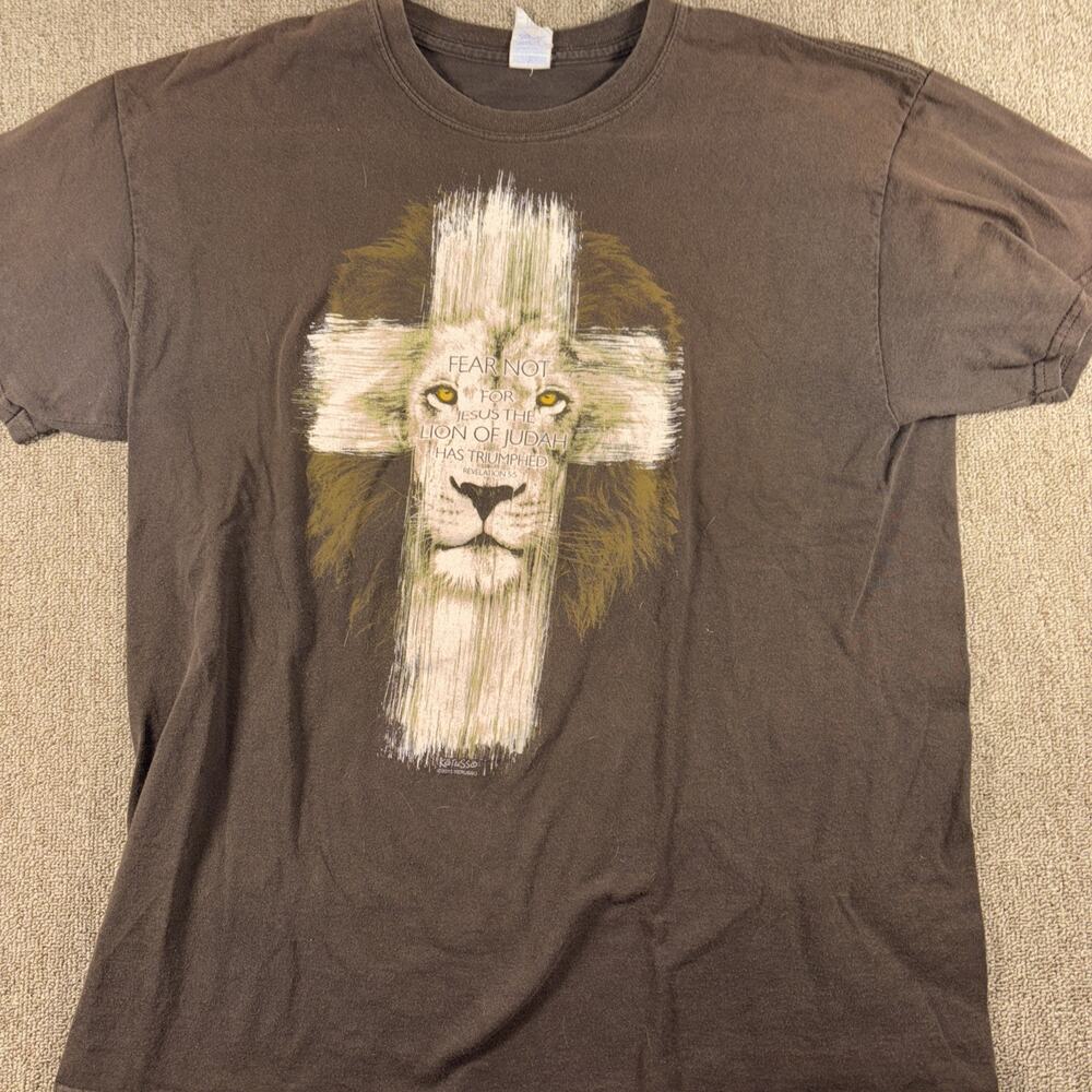 Judah The Lion 2013 Kerusso Art Men’s T-shirt Large Brown Cross Jesus
